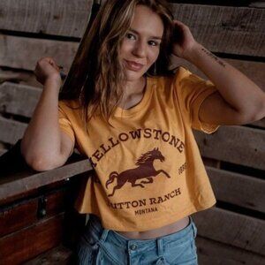 Wrangler Yellowstone Crop Top Yellow Cowgirl